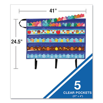 Carson-Dellosa Education Border Storage Pocket Chart, Blue-clear, 41" X 24.5" freeshipping - TVN Wholesale